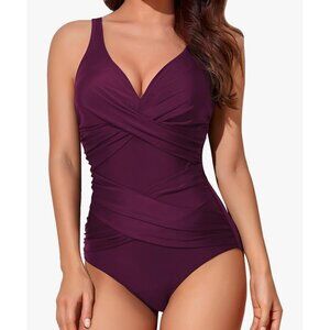 SMISMIVO Plum Colored One-Piece Swimsuit Size XL